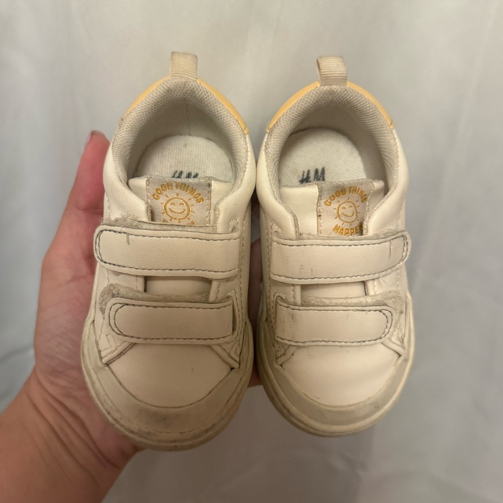 H&M Cream Kids Velcro Sneakers with Yellow Accent